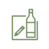 Vector pictogram of a wine bottle and a pencil