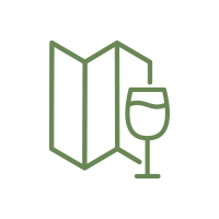 Vector pictogram with a wine bottle and a map