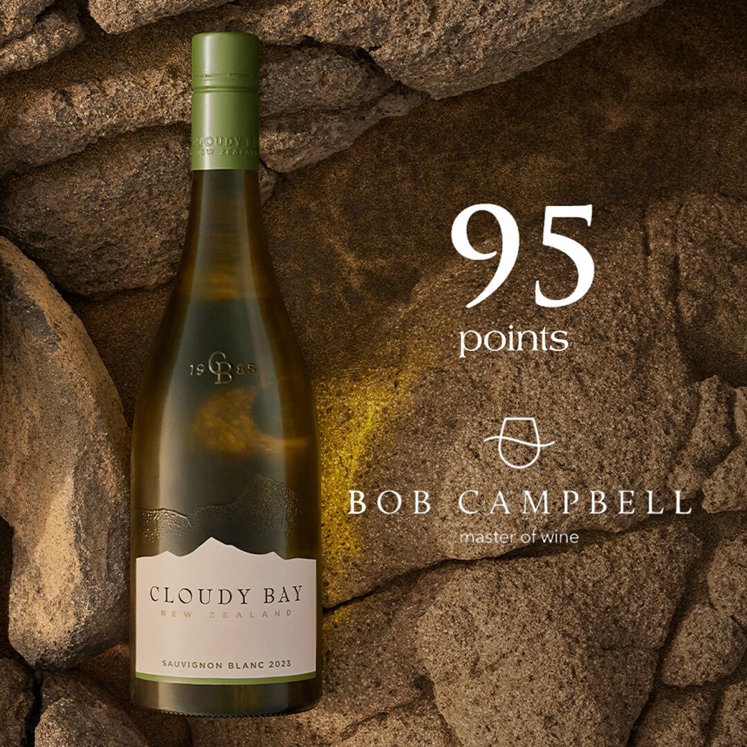 95 pt rating for Cloudy Bay Sauvignon Blanc 2023 by Bob Campbell, MW