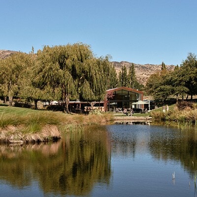 Lakefront exterior of The Cloudy Bay Shed in Central Otago