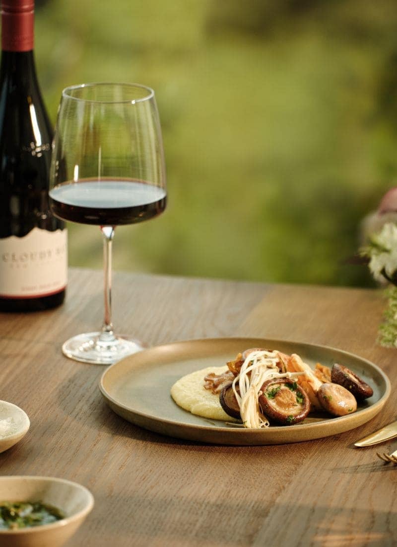 Bottle of Cloudy Bay Pinot Noir New Zealand red wine with a recipe to pair
