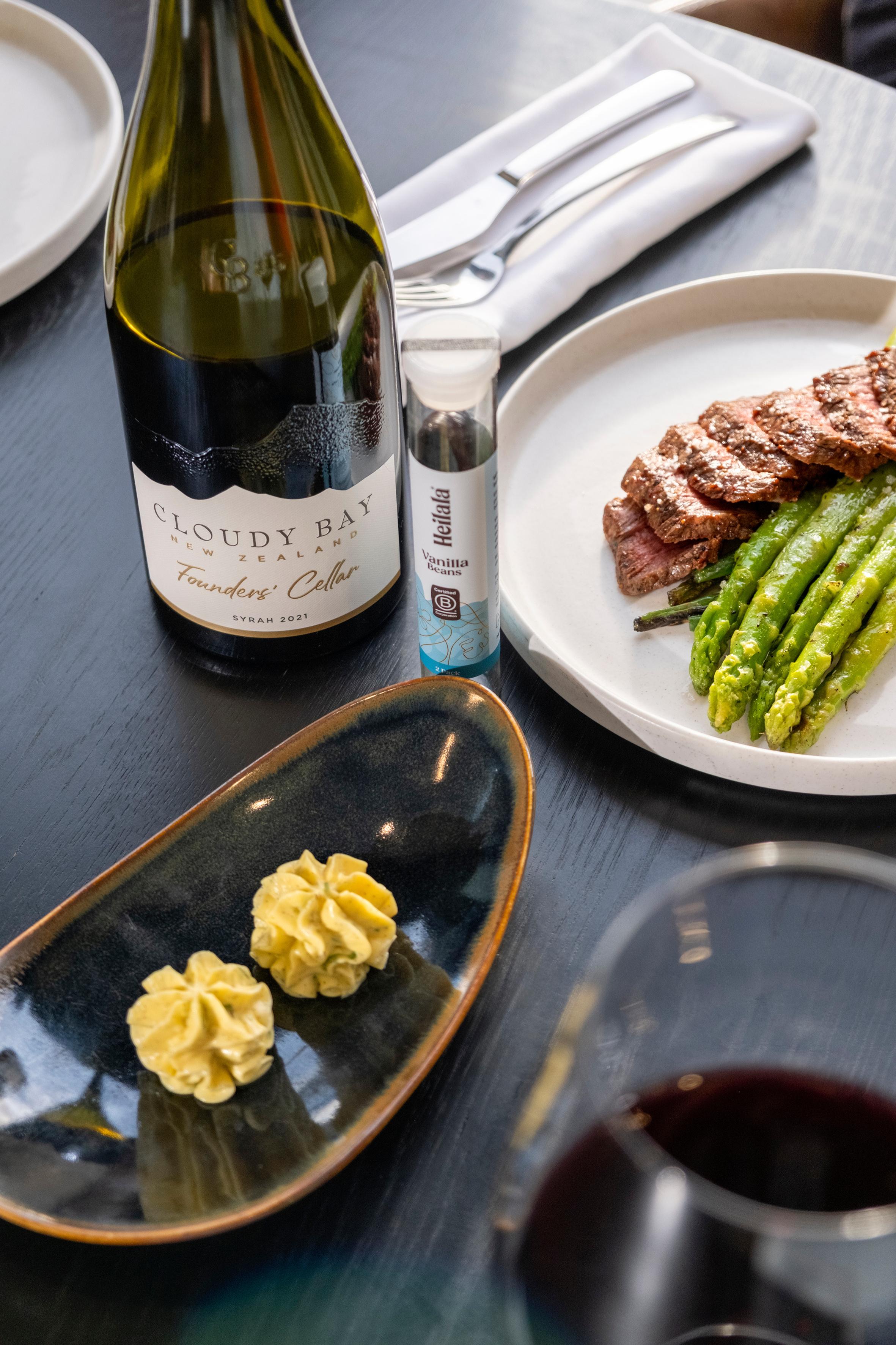 Marinated Steak, Asparagus & Heilala Vanilla Butter