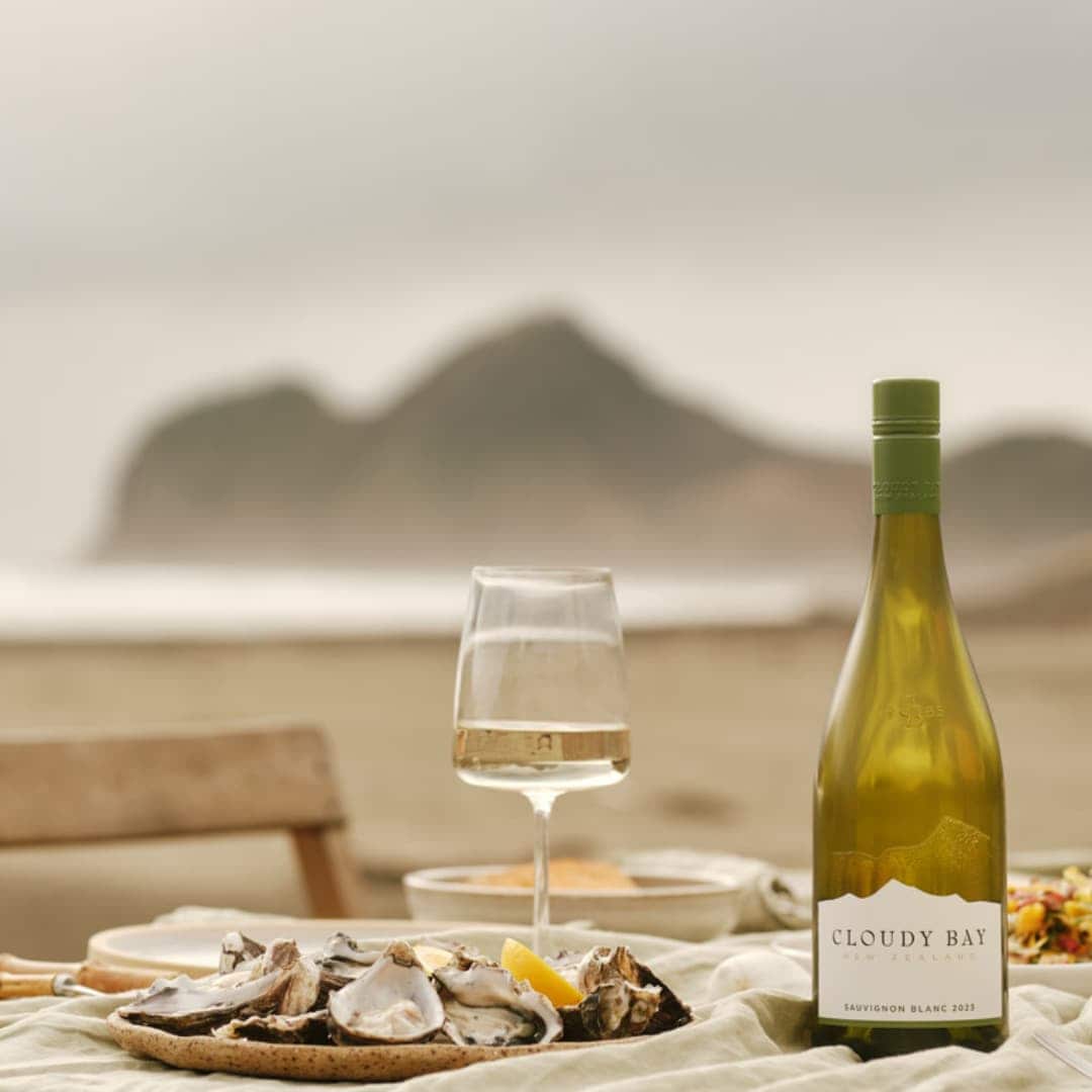 wine and oysters on table