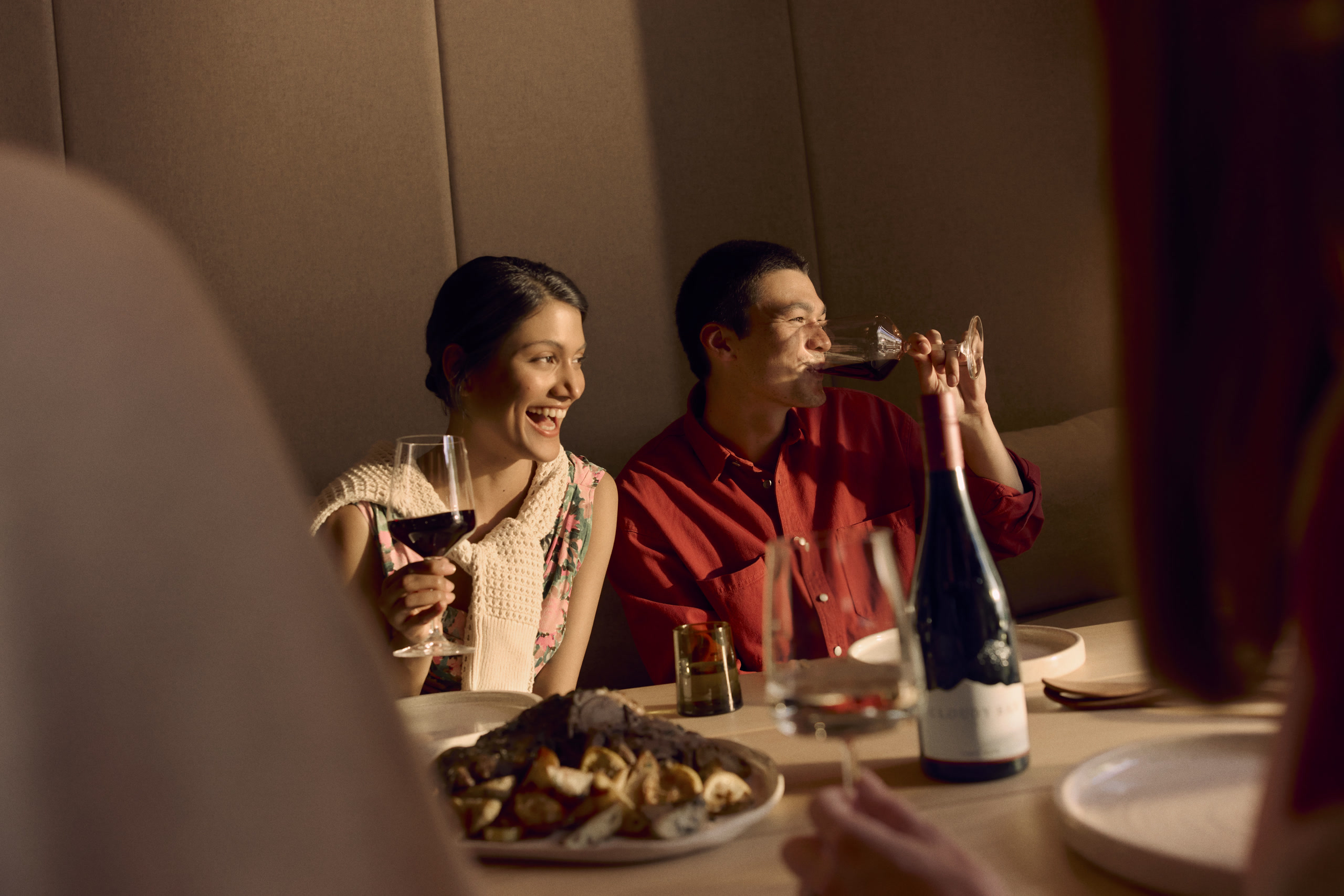 dinner with friends at table
