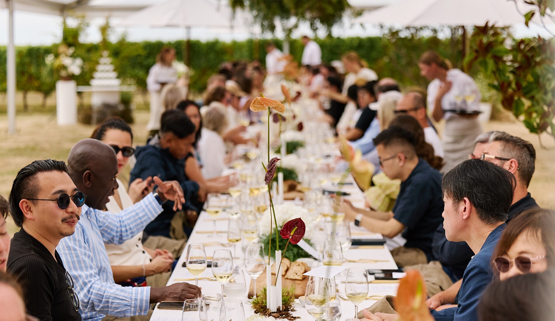 People enjoying food at table