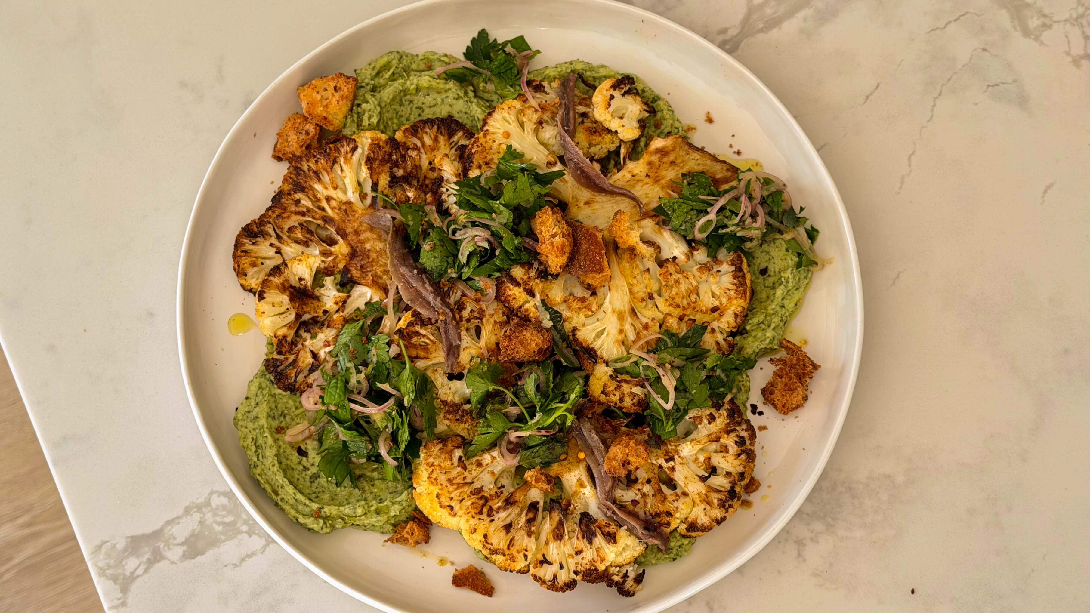 cauliflower steaks and butterbean whip