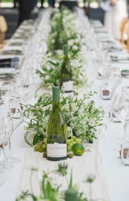 cloudy bay wine on dining table