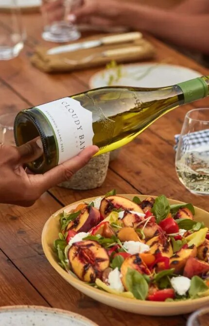 grilled peach and soft cheese salad