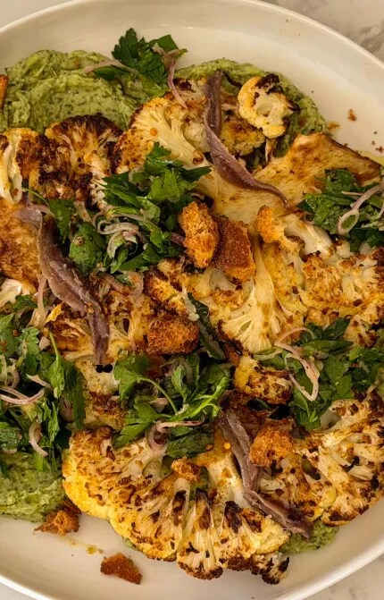 cauliflower steaks and butterbean whip