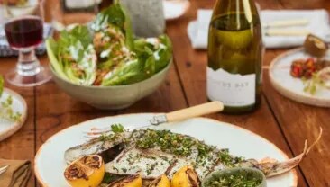 grilled fish on table
